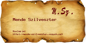 Mende Szilveszter névjegykártya